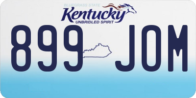 KY license plate 899JOM