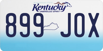 KY license plate 899JOX