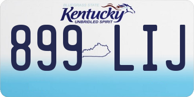 KY license plate 899LIJ