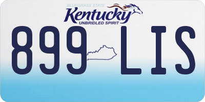 KY license plate 899LIS