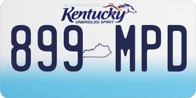 KY license plate 899MPD