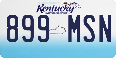 KY license plate 899MSN