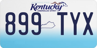 KY license plate 899TYX