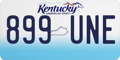 KY license plate 899UNE