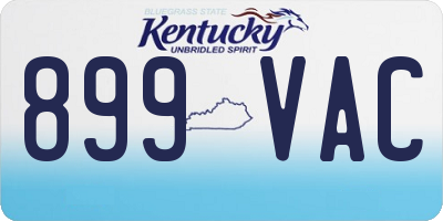 KY license plate 899VAC
