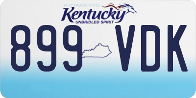 KY license plate 899VDK
