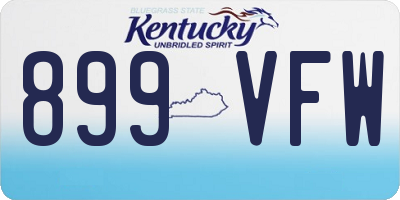 KY license plate 899VFW