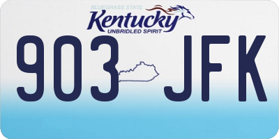 KY license plate 903JFK