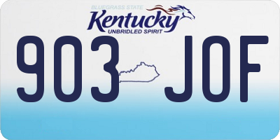 KY license plate 903JOF