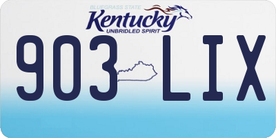 KY license plate 903LIX