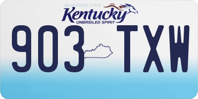 KY license plate 903TXW