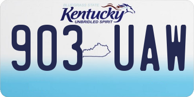 KY license plate 903UAW