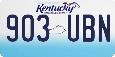 KY license plate 903UBN