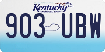 KY license plate 903UBW