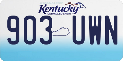 KY license plate 903UWN