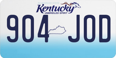 KY license plate 904JOD
