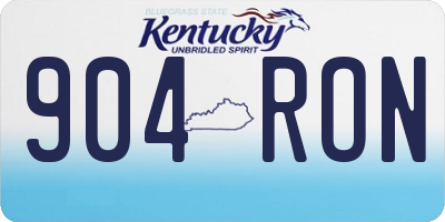 KY license plate 904RON