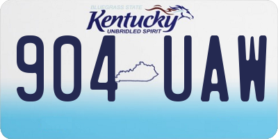 KY license plate 904UAW