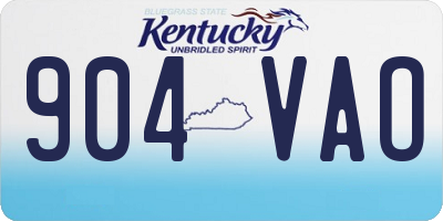 KY license plate 904VAO