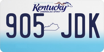 KY license plate 905JDK