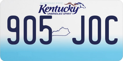 KY license plate 905JOC