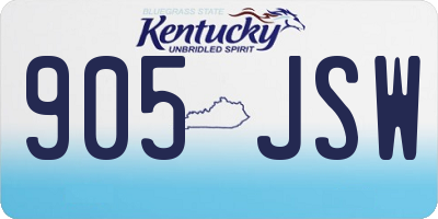 KY license plate 905JSW