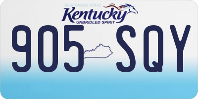 KY license plate 905SQY