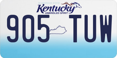 KY license plate 905TUW