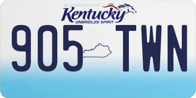 KY license plate 905TWN
