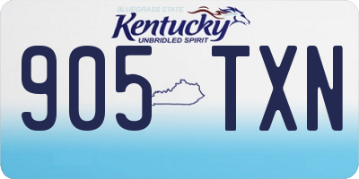 KY license plate 905TXN