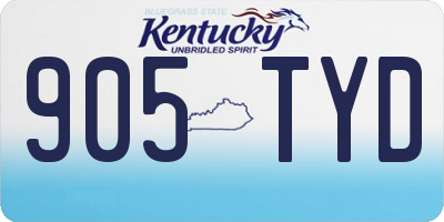 KY license plate 905TYD