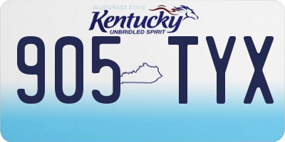 KY license plate 905TYX
