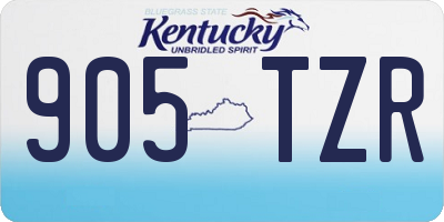 KY license plate 905TZR