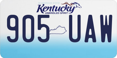 KY license plate 905UAW