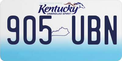 KY license plate 905UBN