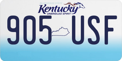 KY license plate 905USF