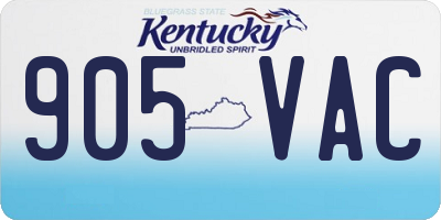 KY license plate 905VAC
