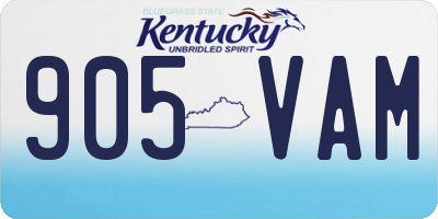 KY license plate 905VAM