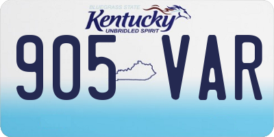 KY license plate 905VAR