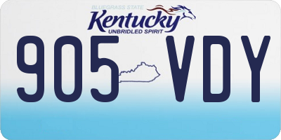 KY license plate 905VDY