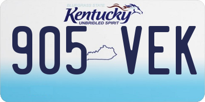 KY license plate 905VEK