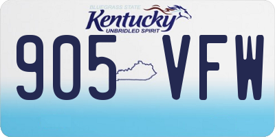 KY license plate 905VFW