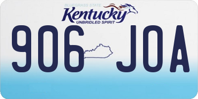 KY license plate 906JOA