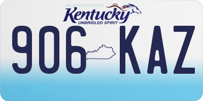 KY license plate 906KAZ