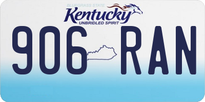 KY license plate 906RAN