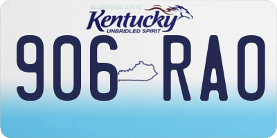 KY license plate 906RAO