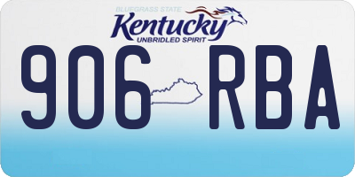 KY license plate 906RBA