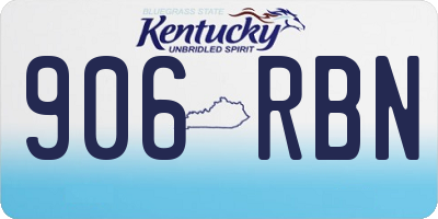 KY license plate 906RBN