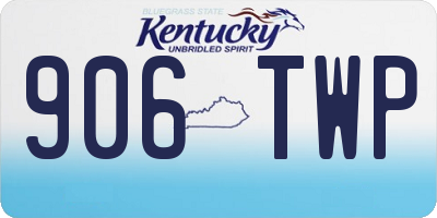 KY license plate 906TWP