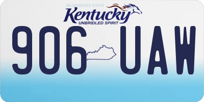 KY license plate 906UAW